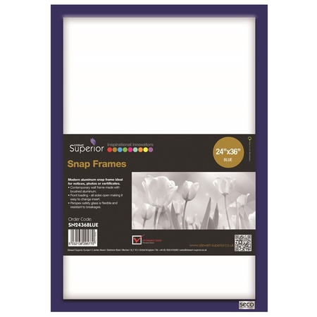 SECO Poster Snap Frame, 24" x 36", 1" Profile, Blue SN2436BLUE